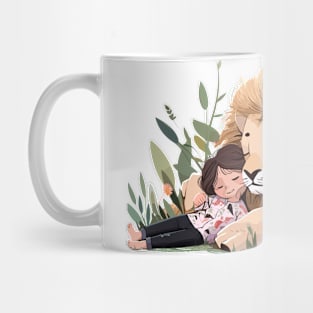 Adorable Lion Animal Loving Cuddle Embrace Children Kid Tenderness Mug